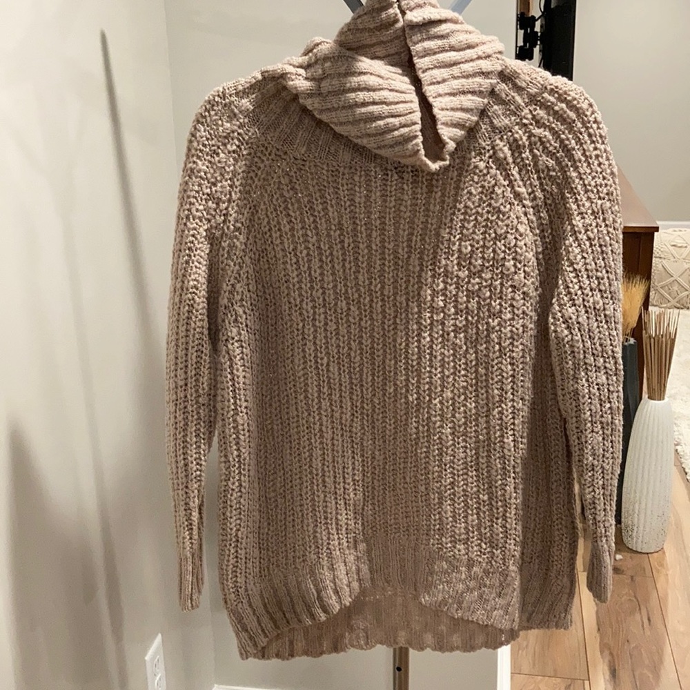 Oversized blush turtleneck/cowl neck